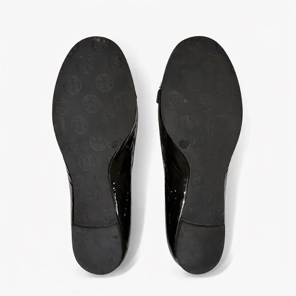 NWOT Tory Burch Dark Brown Patent Leather & Haircalf Ballet Flats Gold Hardware - Picture 8 of 15